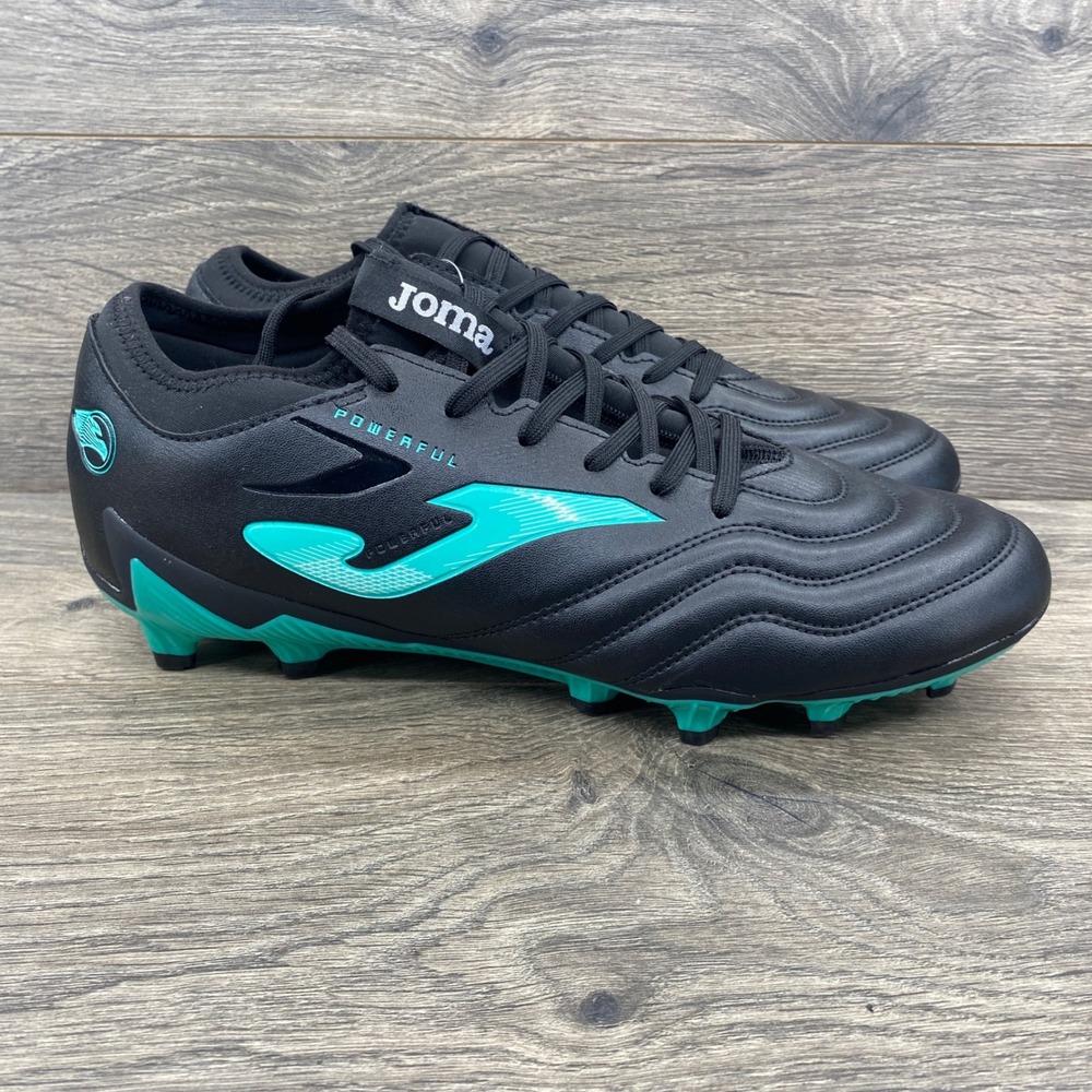 Joma Powerful Soccer Cleats Mens 10.5 Black Teal Firm Ground POWS2501FG